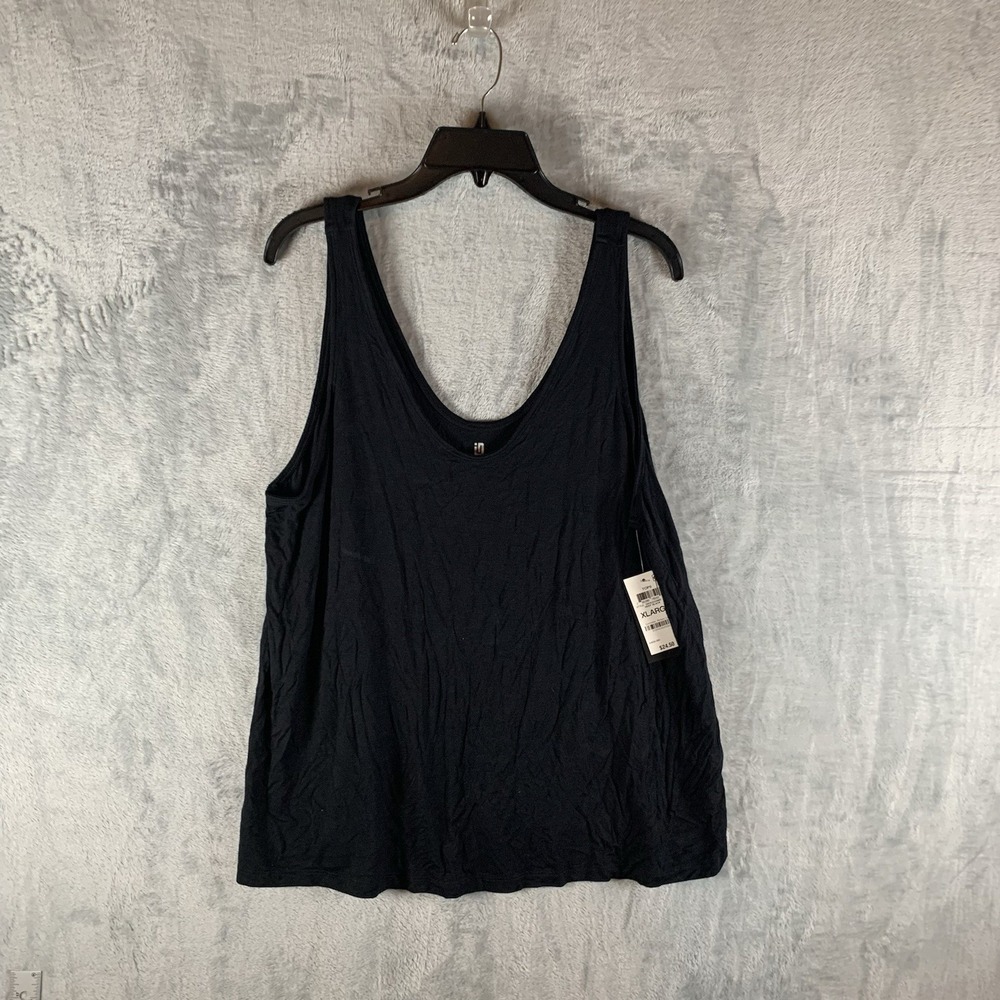 Ideology Women's Tank Top XL Black V Neck Back Off Duty Athletic Gym NWT